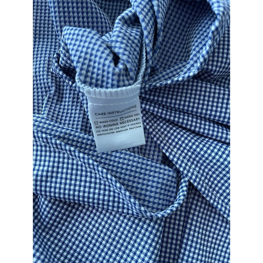 Mizzen Main Shirt Mens XXL Trim Fit Spinnaker Blue Check Grid Made In USA ECU - Picture 6 of 6